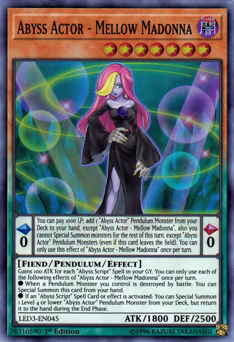 Abyss Actor - Mellow Madonna [LED3-EN045] Super Rare | Card Merchant Takapuna