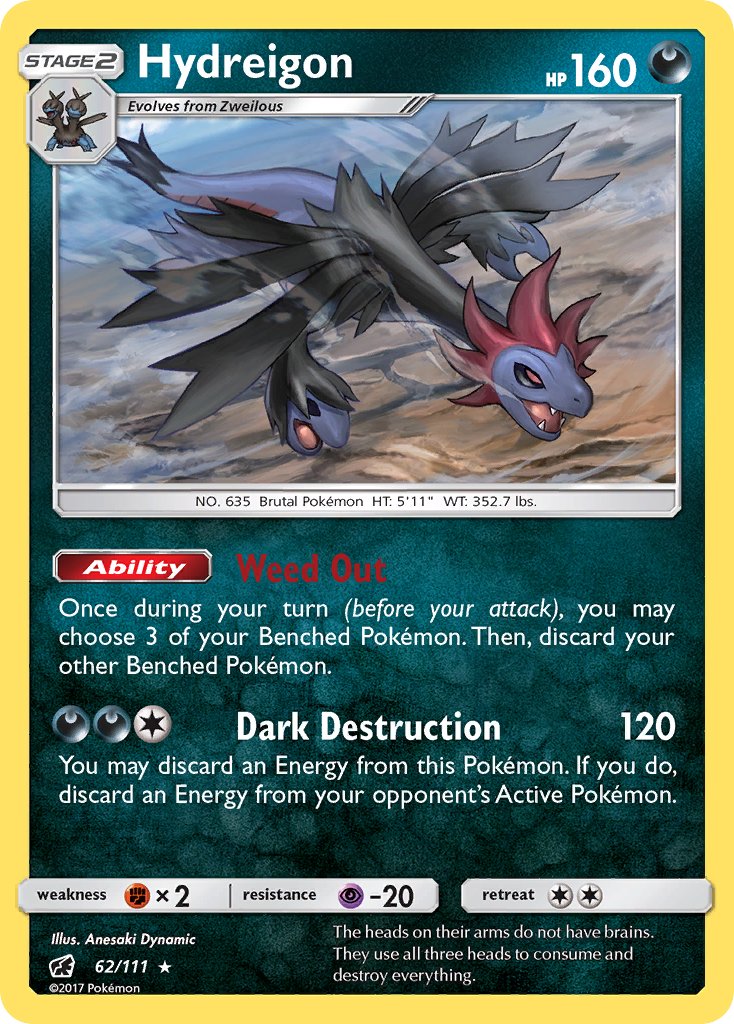 Hydreigon (62/111) (Cracked Ice Holo) (Theme Deck Exclusive) [Sun & Moon: Crimson Invasion] | Card Merchant Takapuna