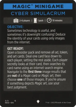 Cyber Simulacrum (Magic Minigame) [Kamigawa: Neon Dynasty Minigame] | Card Merchant Takapuna