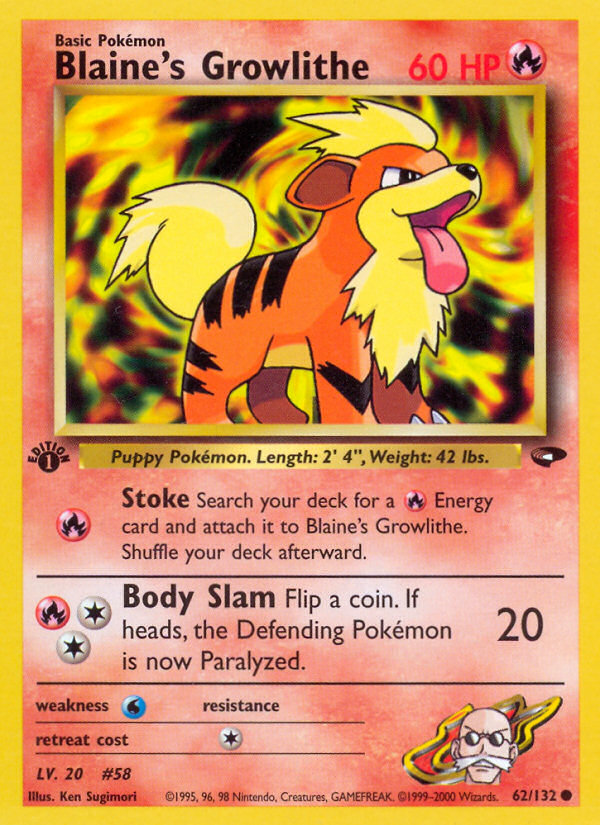 Blaine's Growlithe (62/132) [Gym Challenge 1st Edition] | Card Merchant Takapuna