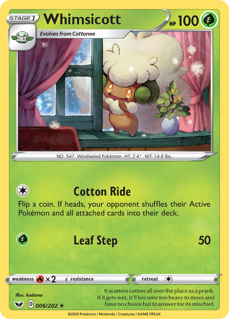 Whimsicott (006/202) [Sword & Shield: Base Set] | Card Merchant Takapuna