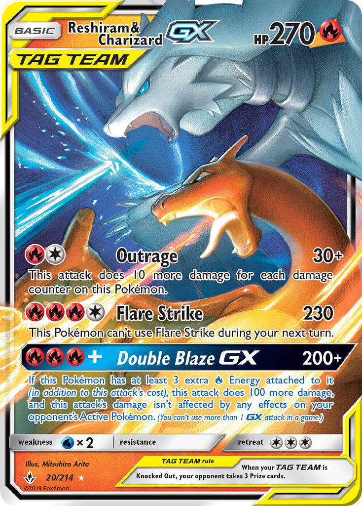 Reshiram & Charizard GX (20/214) [Sun & Moon: Unbroken Bonds] | Card Merchant Takapuna