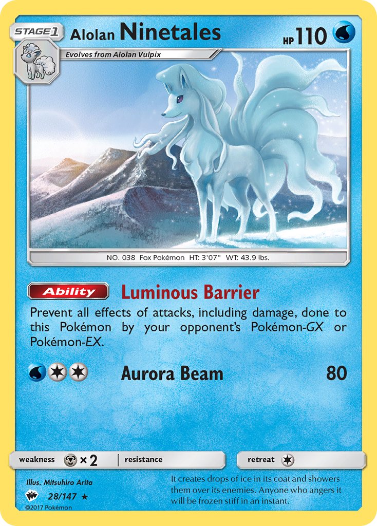 Alolan Ninetales (28/147) (Water Web Holo) (Theme Deck Exclusives) [Sun & Moon: Burning Shadows] | Card Merchant Takapuna