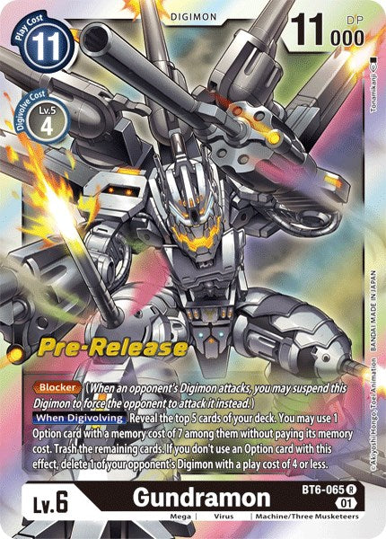 Gundramon [BT6-065] [Double Diamond Pre-Release Cards] | Card Merchant Takapuna