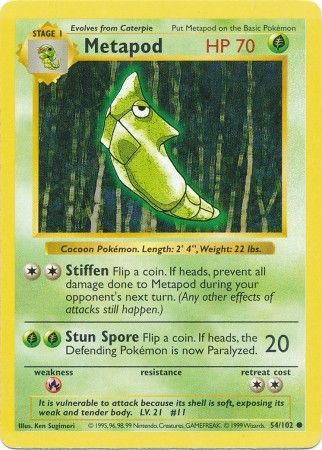 Metapod (54/102) [Base Set Shadowless Unlimited] | Card Merchant Takapuna