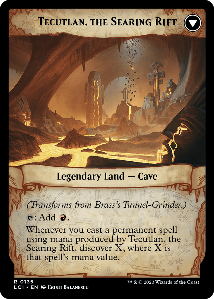 Brass's Tunnel-Grinder // Tecutlan, the Searing Rift [The Lost Caverns of Ixalan Prerelease Cards] | Card Merchant Takapuna