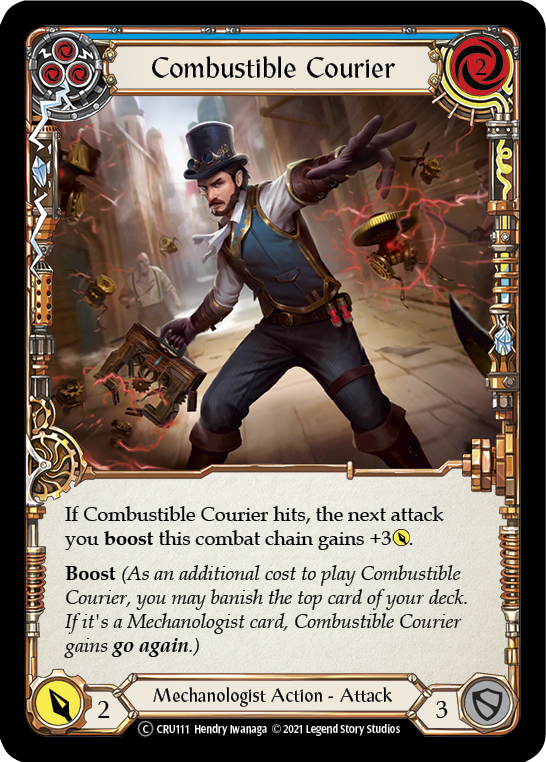 Combustible Courier (Blue) [U-CRU111] (Crucible of War Unlimited)  Unlimited Rainbow Foil | Card Merchant Takapuna