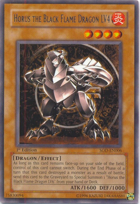 Horus The Black Flame Dragon LV4 [SOD-EN006] Rare | Card Merchant Takapuna