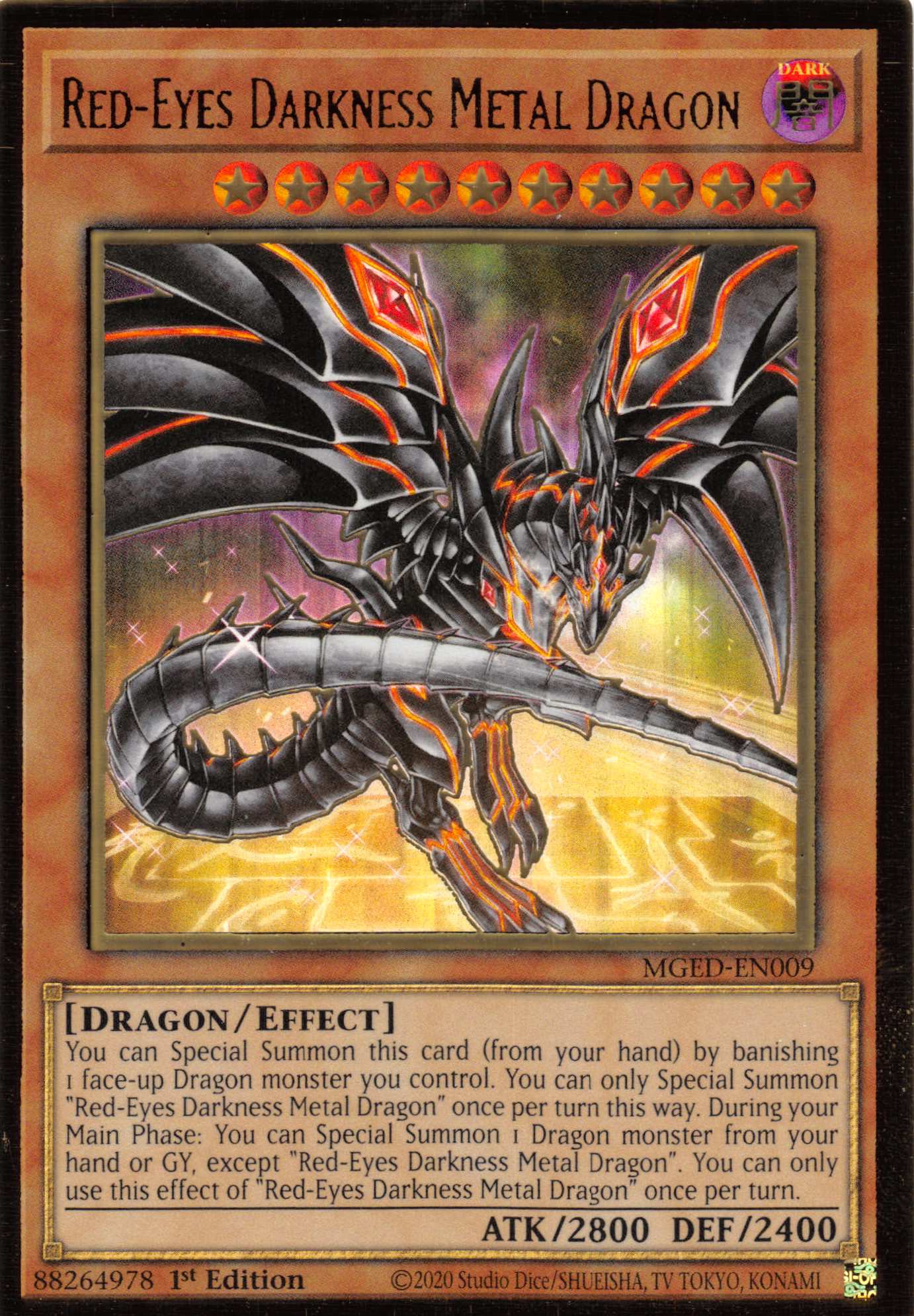 Red-Eyes Darkness Metal Dragon (Alternate Art) [MGED-EN009] Gold Rare | Card Merchant Takapuna