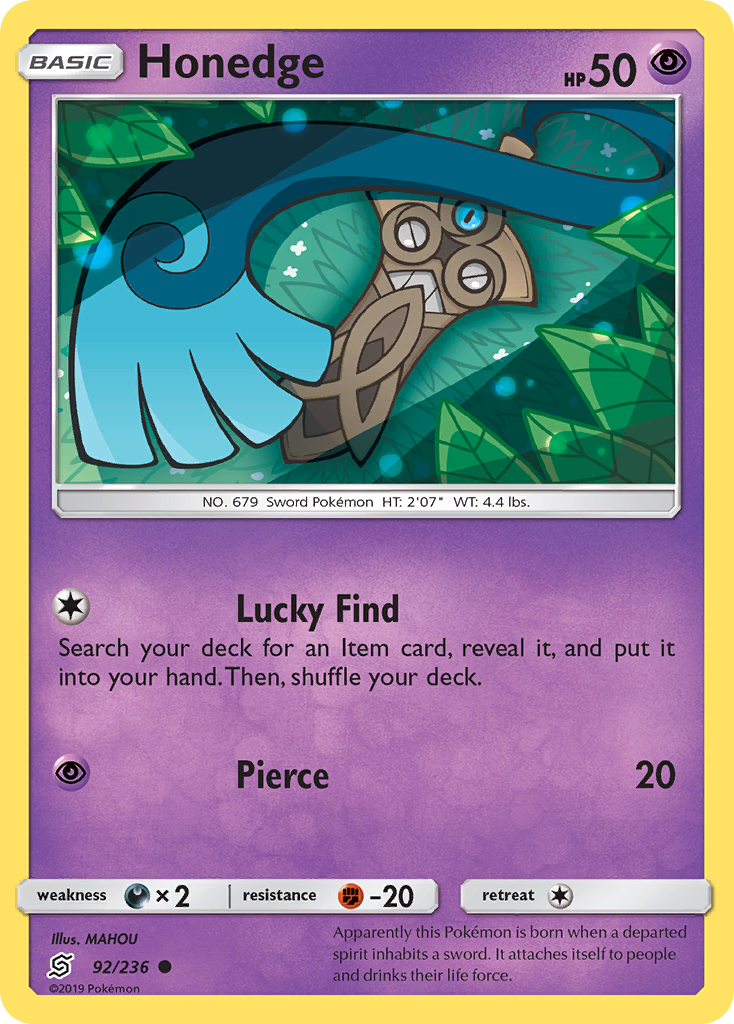 Honedge (92/236) [Sun & Moon: Unified Minds] | Card Merchant Takapuna