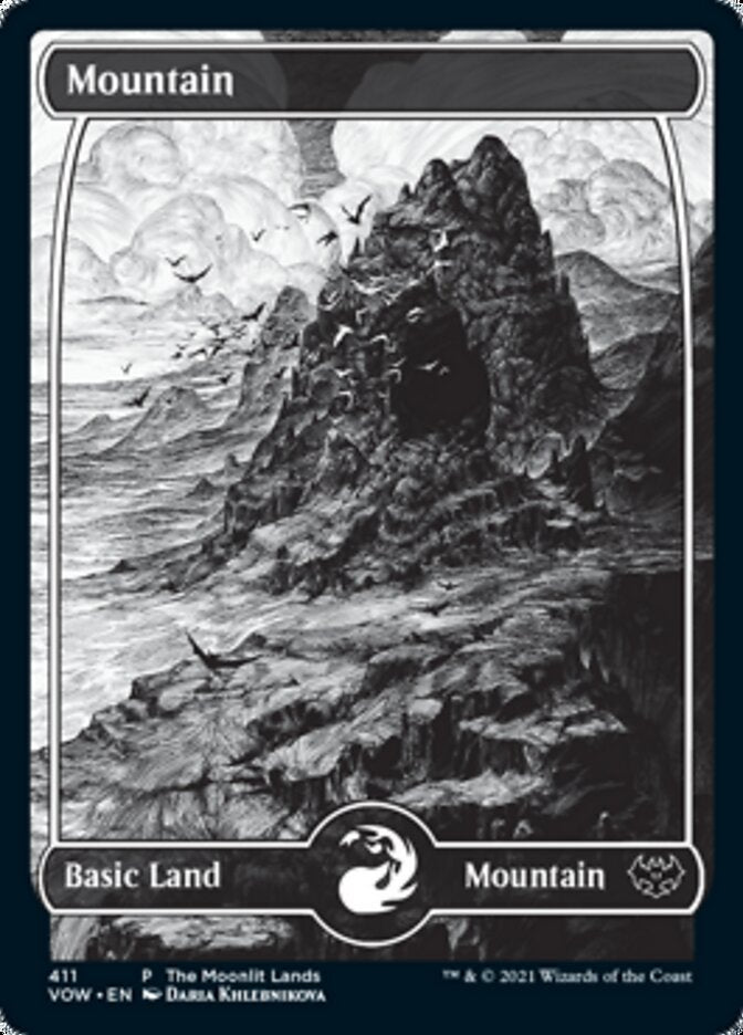 Mountain (The Moonlit Lands) (Foil Etched) [Innistrad: Crimson Vow Promos] | Card Merchant Takapuna