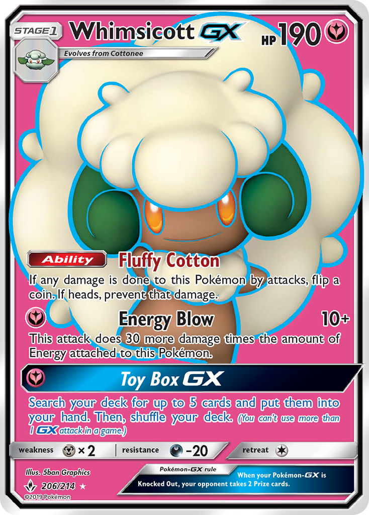 Whimsicott GX (206/214) [Sun & Moon: Unbroken Bonds] | Card Merchant Takapuna