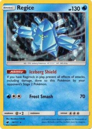 Regice (28/111) (Cosmos Holo) [Sun & Moon: Crimson Invasion] | Card Merchant Takapuna