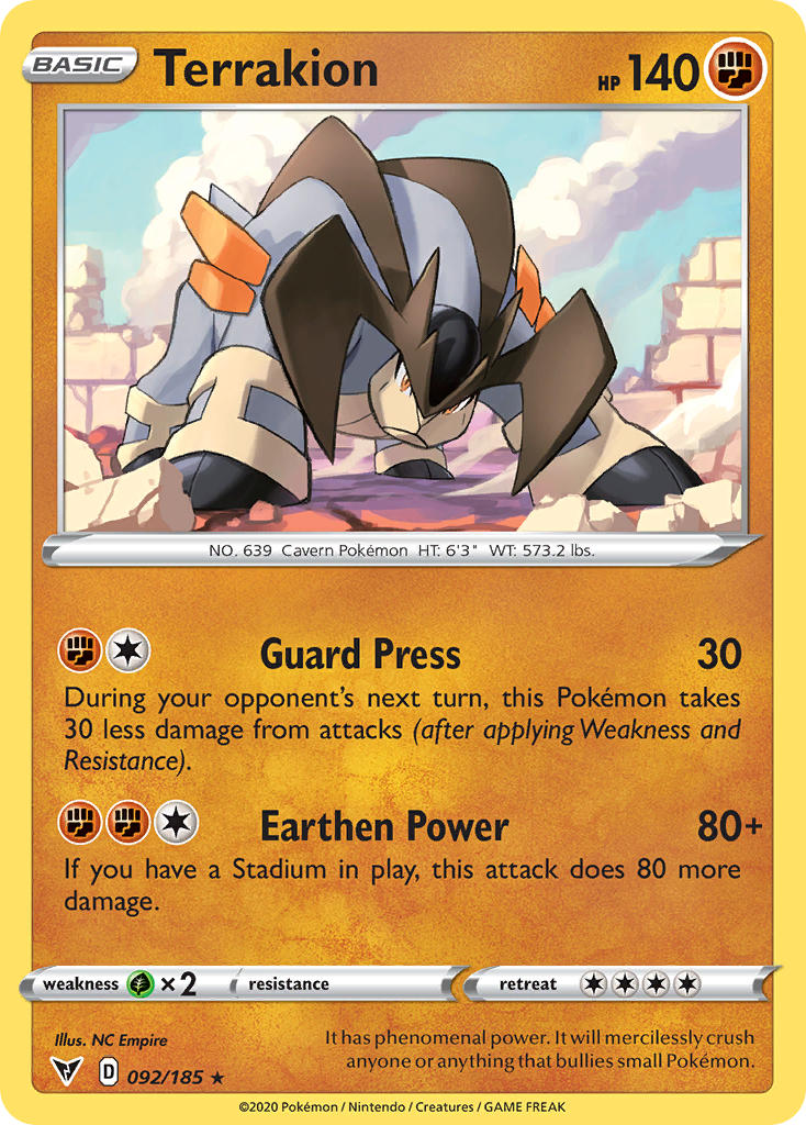 Terrakion (092/185) [Sword & Shield: Vivid Voltage] | Card Merchant Takapuna