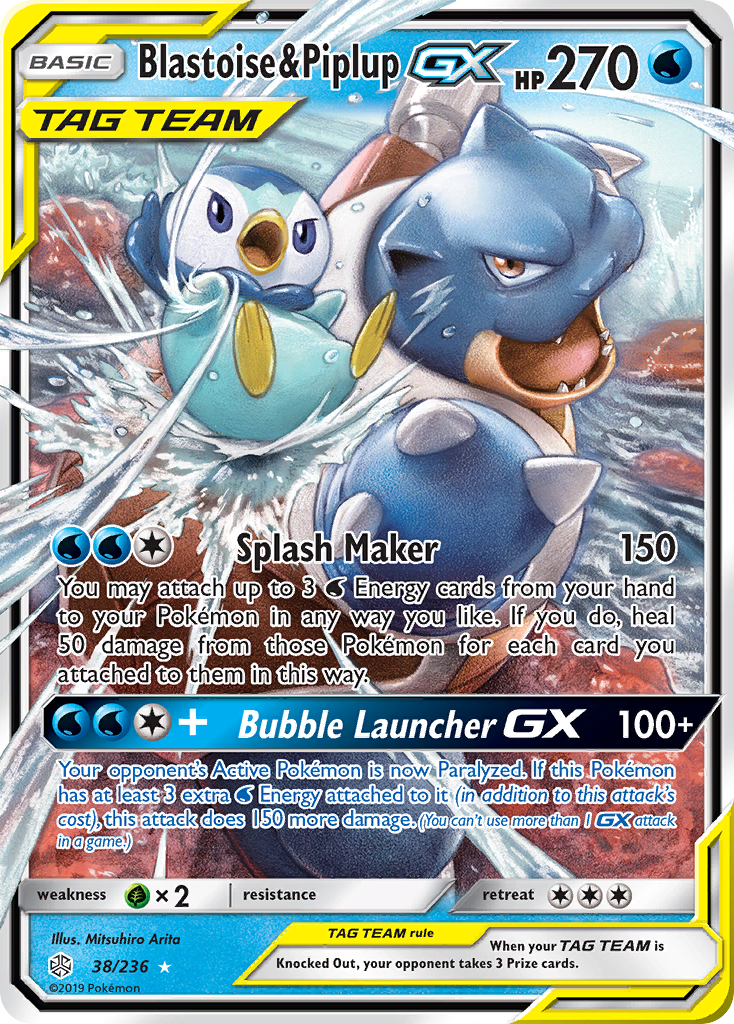 Blastoise & Piplup GX (38/236) [Sun & Moon: Cosmic Eclipse] | Card Merchant Takapuna