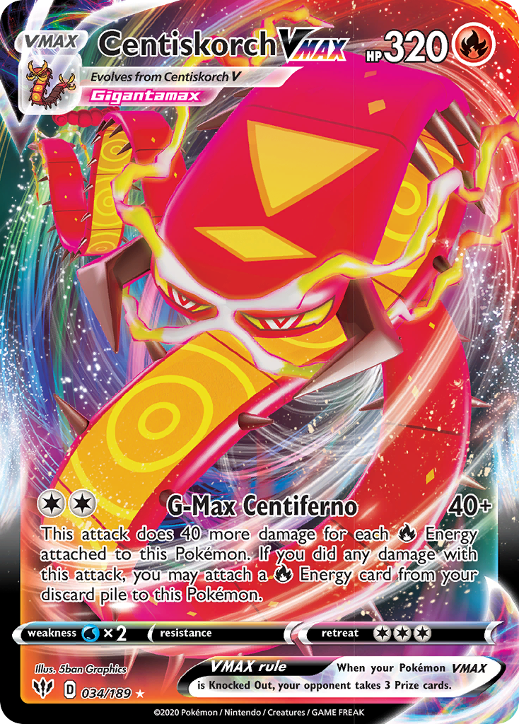 Centiskorch VMAX (034/189) [Sword & Shield: Darkness Ablaze] | Card Merchant Takapuna