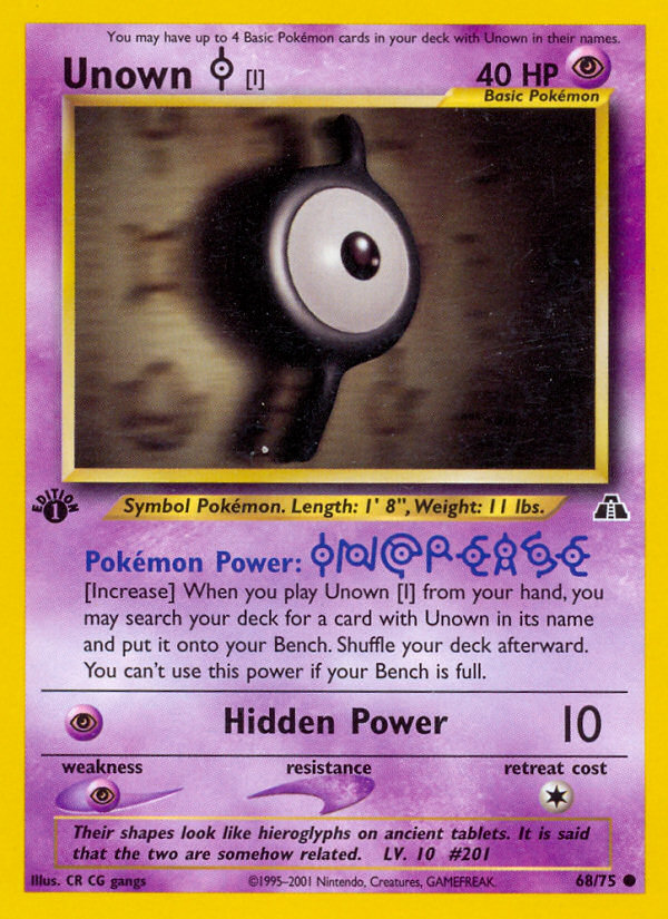 Unown [I] (68/75) [Neo Discovery 1st Edition] | Card Merchant Takapuna