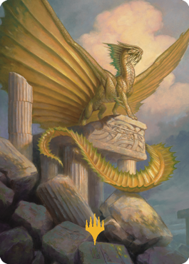 Ancient Gold Dragon Art Card (05) (Gold-Stamped Signature) [Commander Legends: Battle for Baldur's Gate Art Series] | Card Merchant Takapuna