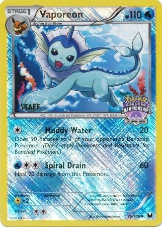 Vaporeon (25/108) (State Province Championship 2013 Promo Staff) [Black & White: Dark Explorers] | Card Merchant Takapuna