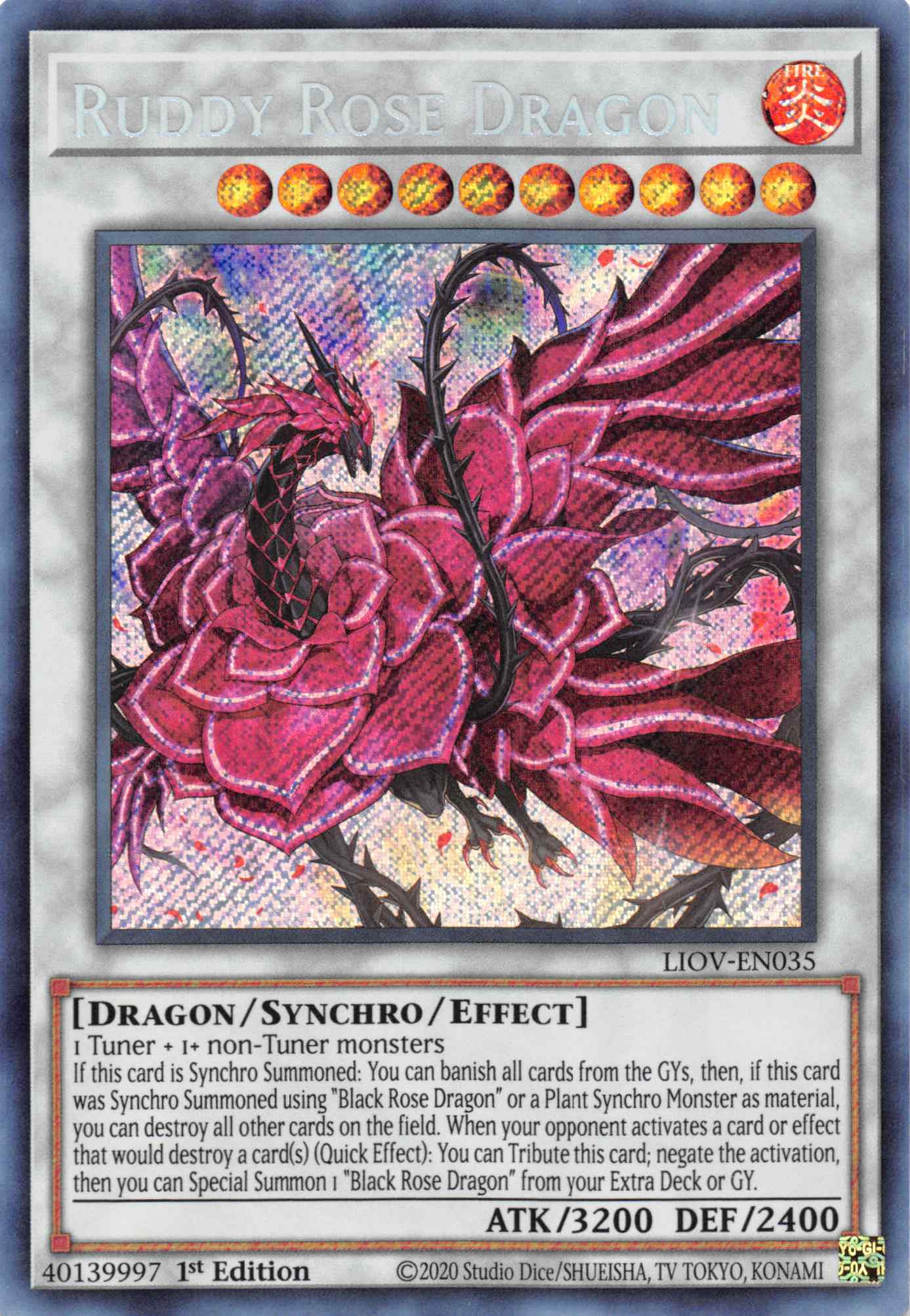 Ruddy Rose Dragon [LIOV-EN035] Secret Rare | Card Merchant Takapuna