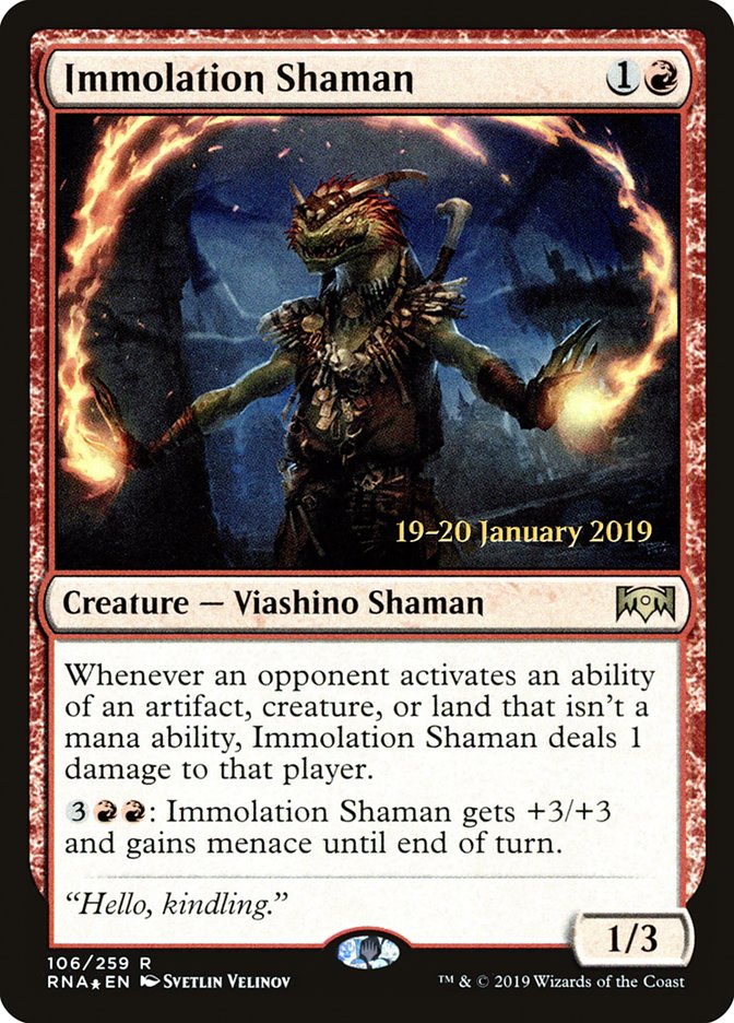 Immolation Shaman [Ravnica Allegiance Prerelease Promos] | Card Merchant Takapuna