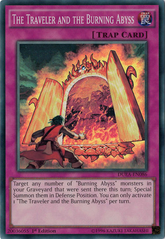 The Traveler and the Burning Abyss [DUEA-EN086] Super Rare | Card Merchant Takapuna