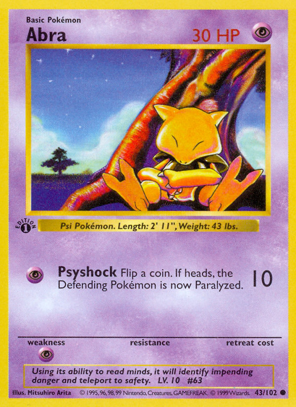 Abra (43/102) (Shadowless) [Base Set 1st Edition] | Card Merchant Takapuna