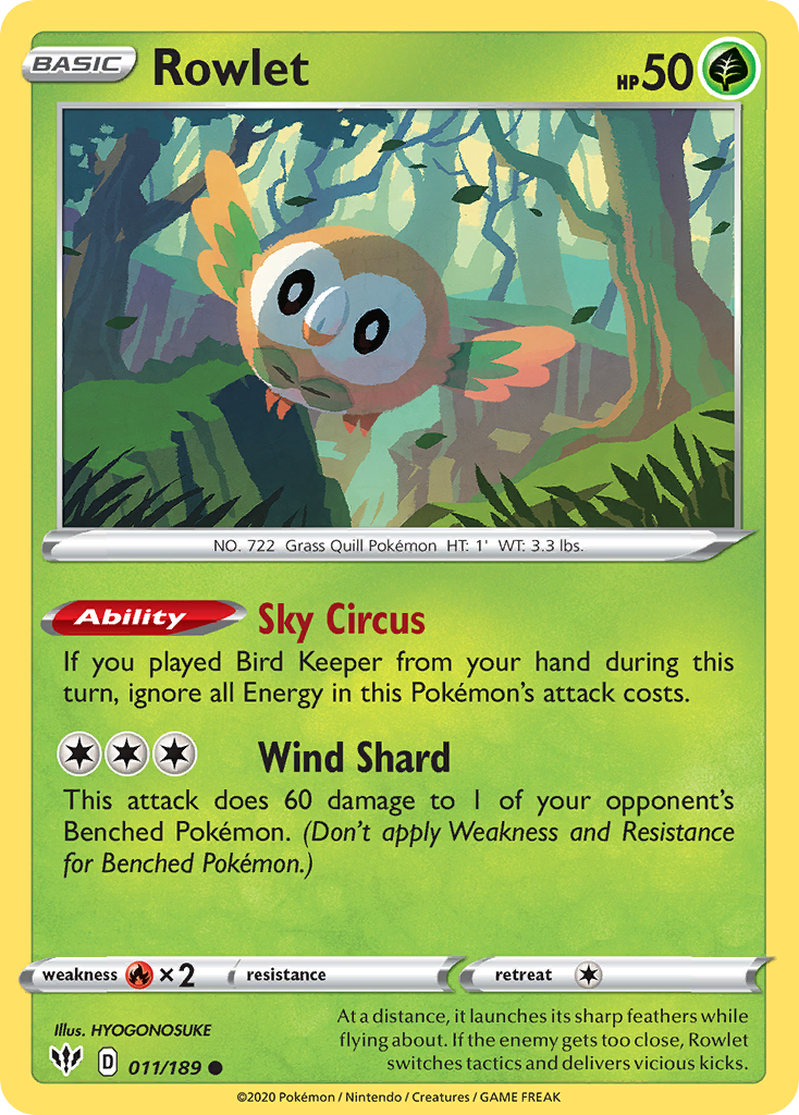 Rowlet (011/189) [Sword & Shield: Darkness Ablaze] | Card Merchant Takapuna