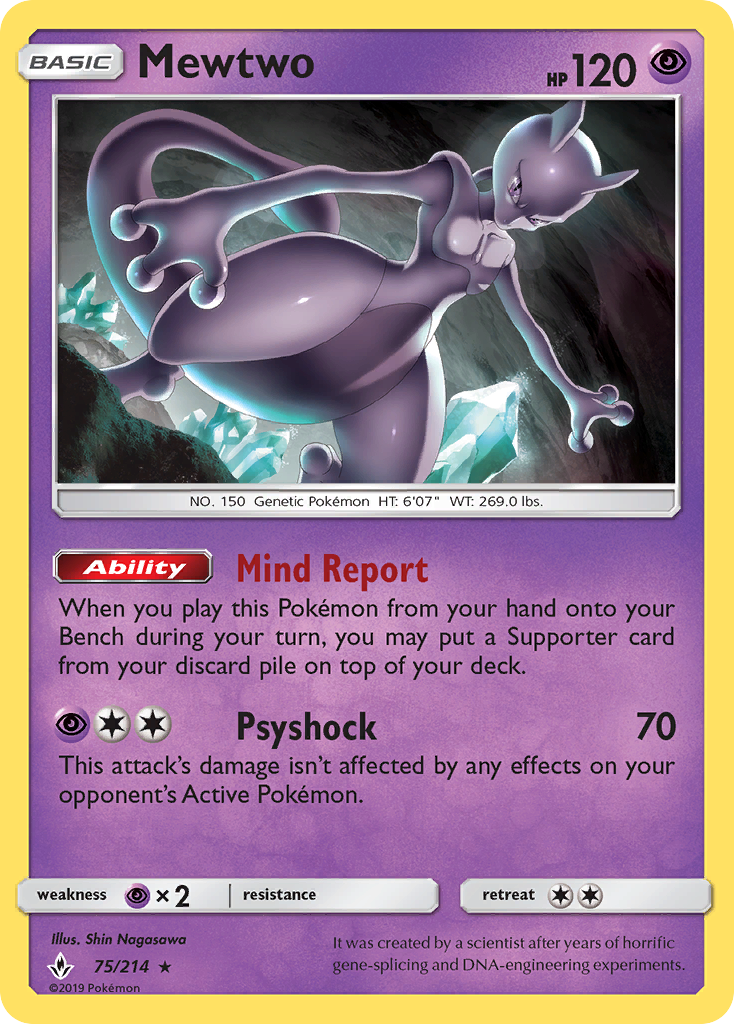 Mewtwo (75/214) [Sun & Moon: Unbroken Bonds] | Card Merchant Takapuna