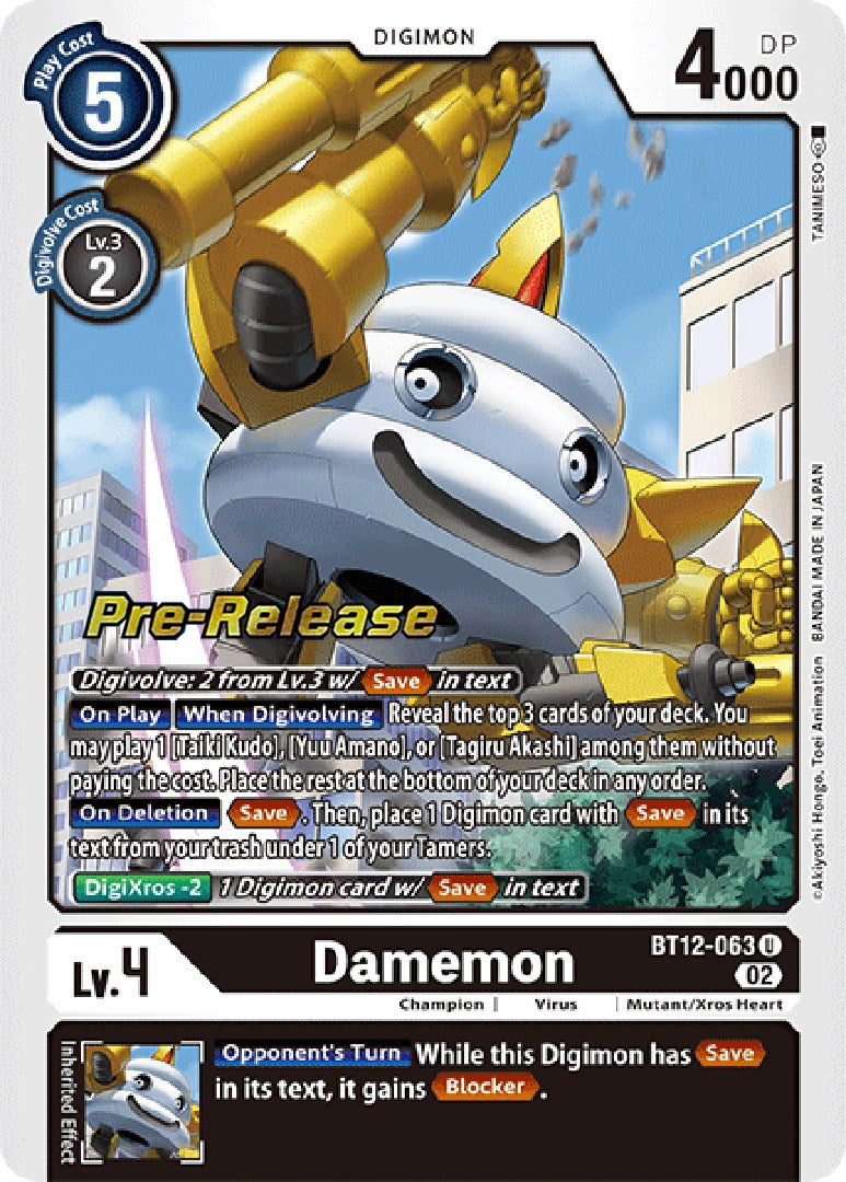 Damemon [BT12-063] [Across Time Pre-Release Cards] | Card Merchant Takapuna