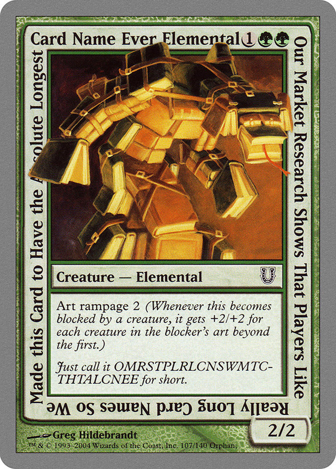 Our Market Research Shows That Players Like Really Long Card Names So We Made this Card to Have the Absolute Longest Card Name Ever Elemental [Unhinged] | Card Merchant Takapuna