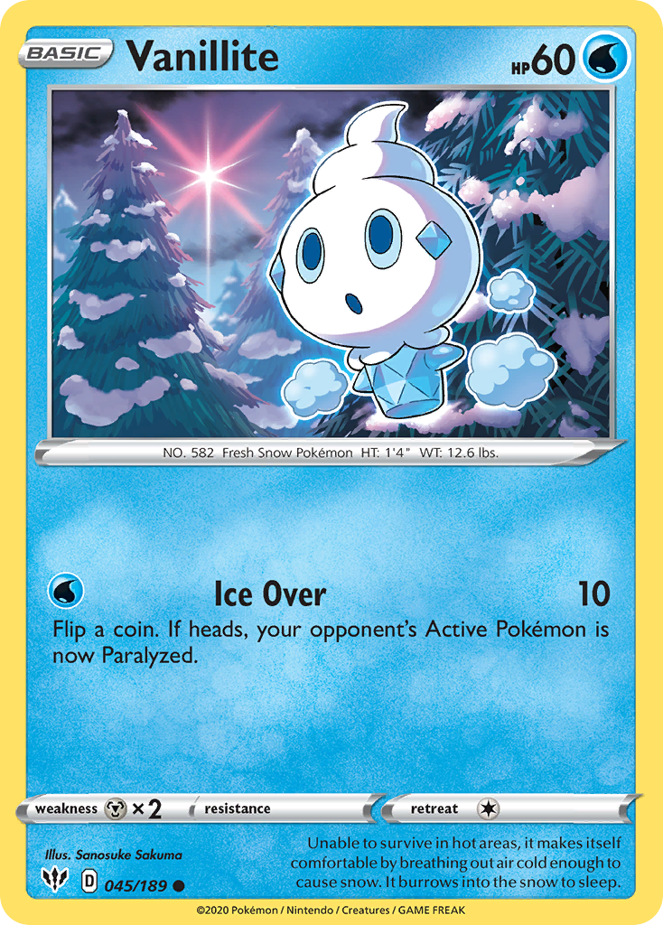 Vanillite (045/189) [Sword & Shield: Darkness Ablaze] | Card Merchant Takapuna