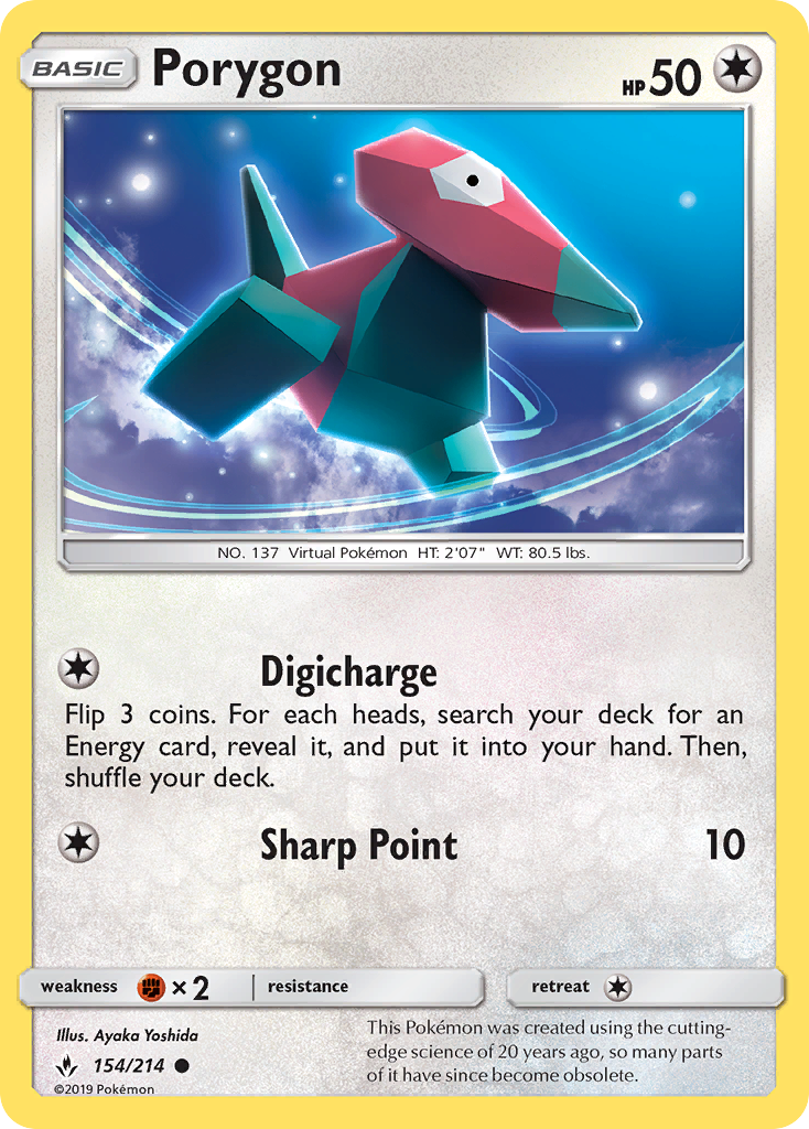 Porygon (154/214) [Sun & Moon: Unbroken Bonds] | Card Merchant Takapuna