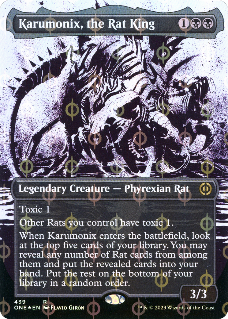 Karumonix, the Rat King (Borderless Ichor Step-and-Compleat Foil) [Phyrexia: All Will Be One] | Card Merchant Takapuna