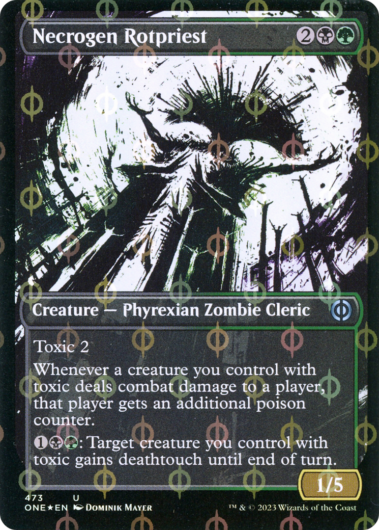 Necrogen Rotpriest (Borderless Ichor Step-and-Compleat Foil) [Phyrexia: All Will Be One] | Card Merchant Takapuna