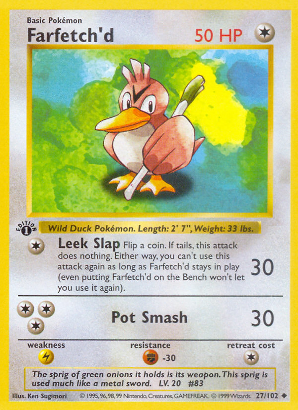 Farfetch'd (27/102) (Shadowless) [Base Set 1st Edition] | Card Merchant Takapuna