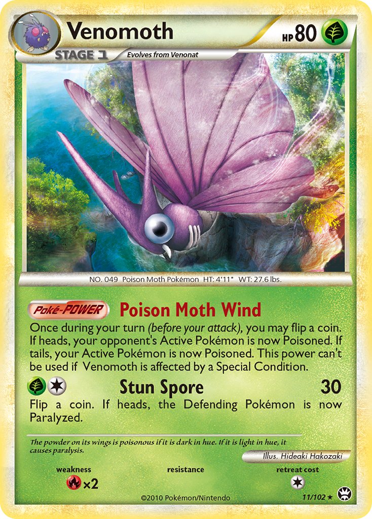 Venomoth (11/102) (Theme Deck Exclusive) [HeartGold & SoulSilver: Triumphant] | Card Merchant Takapuna