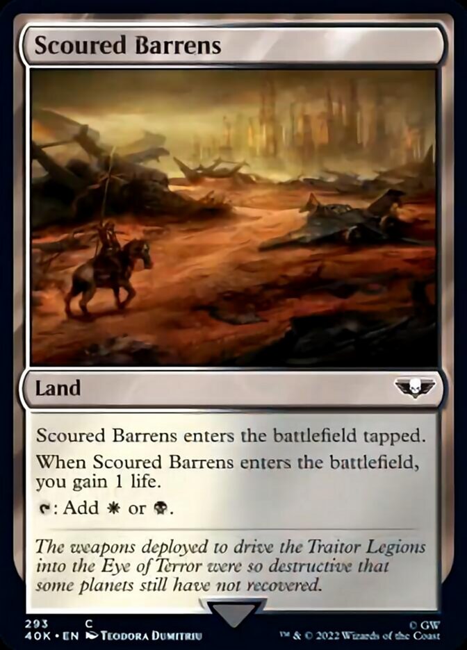 Scoured Barrens (Surge Foil) [Warhammer 40,000] | Card Merchant Takapuna