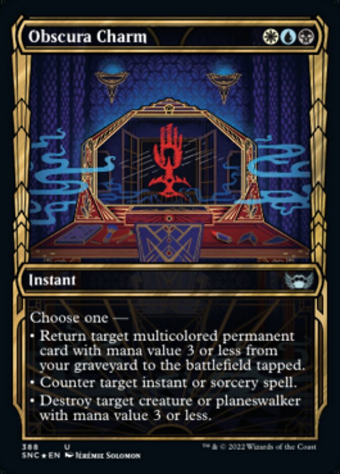 Obscura Charm (Showcase Golden Age Gilded Foil) [Streets of New Capenna] | Card Merchant Takapuna