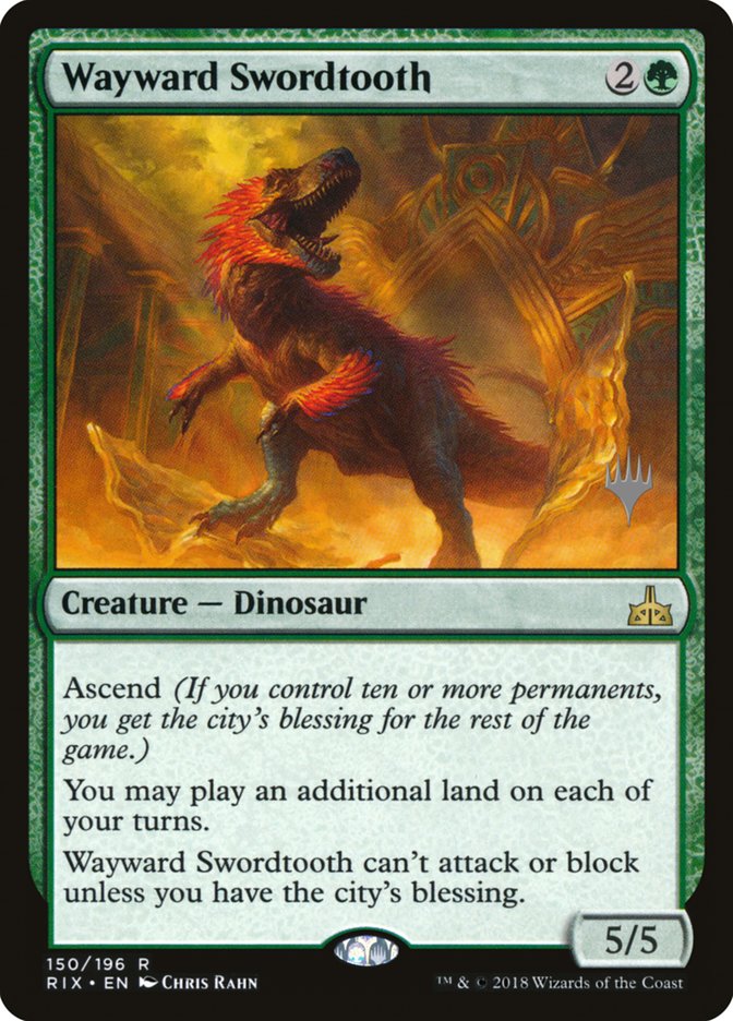 Wayward Swordtooth (Promo Pack) [Rivals of Ixalan Promos] | Card Merchant Takapuna