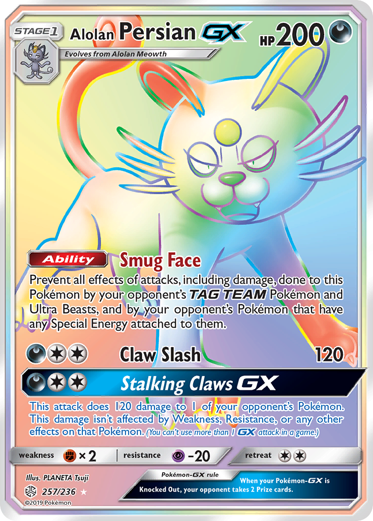 Alolan Persian GX (257/236) [Sun & Moon: Cosmic Eclipse] | Card Merchant Takapuna