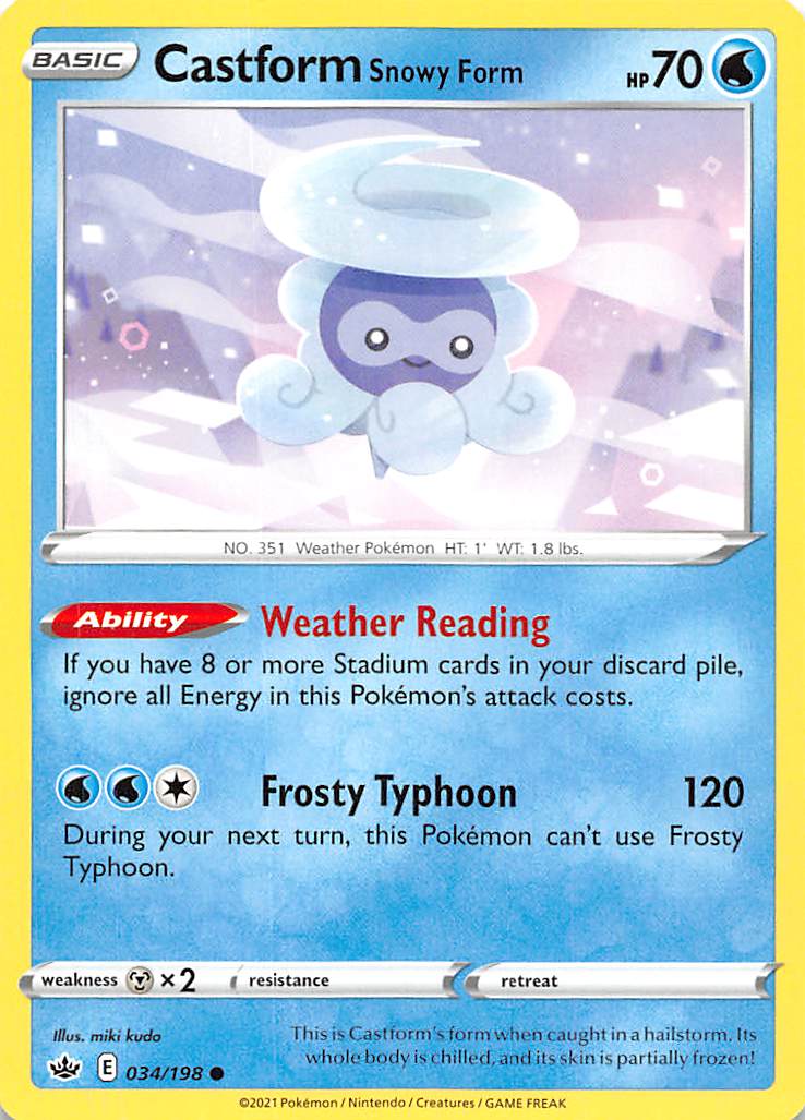 Castform Snowy Form (034/198) [Sword & Shield: Chilling Reign] | Card Merchant Takapuna