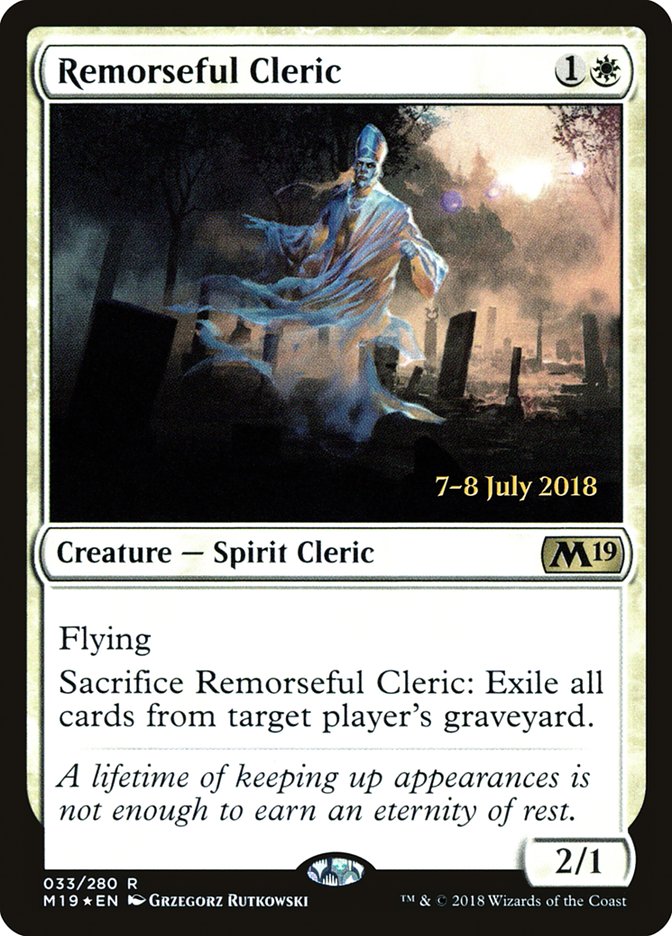 Remorseful Cleric [Core Set 2019 Prerelease Promos] | Card Merchant Takapuna