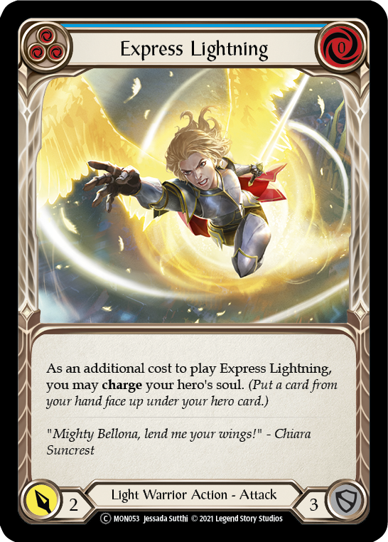 Express Lightning (Blue) [U-MON053-RF] (Monarch Unlimited)  Unlimited Rainbow Foil | Card Merchant Takapuna