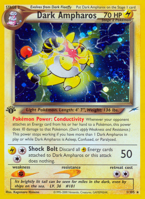 Dark Ampharos (1/105) [Neo Destiny 1st Edition] | Card Merchant Takapuna