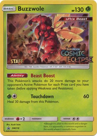 Buzzwole (SM218) (Staff Prerelease Promo) [Sun & Moon: Black Star Promos] | Card Merchant Takapuna