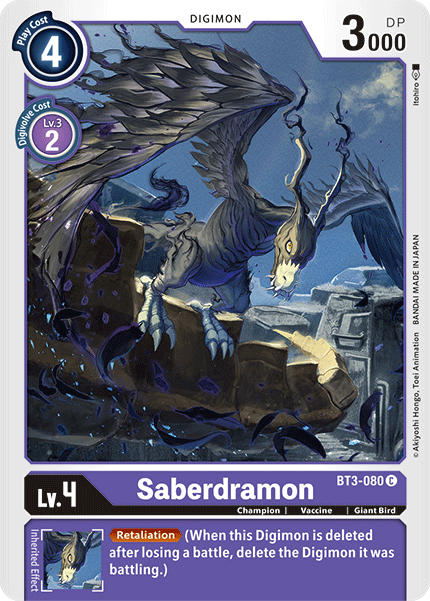 Saberdramon [BT3-080] [Release Special Booster Ver.1.5] | Card Merchant Takapuna