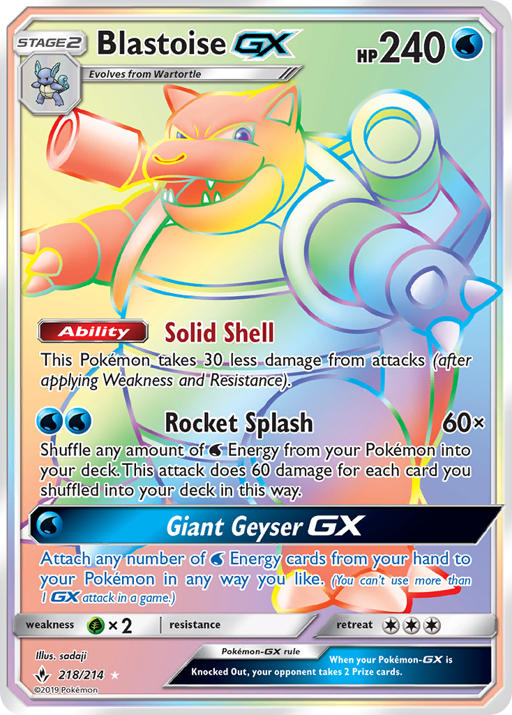 Blastoise GX (218/214) [Sun & Moon: Unbroken Bonds] | Card Merchant Takapuna