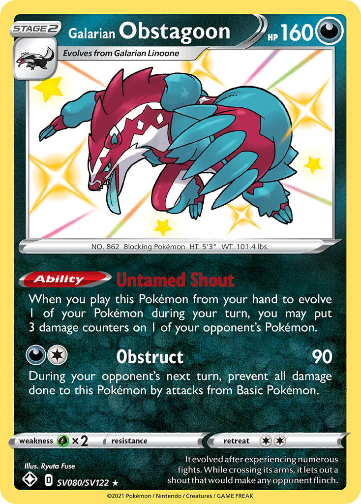 Galarian Obstagoon (SV080/SV122) [Sword & Shield: Shining Fates] | Card Merchant Takapuna