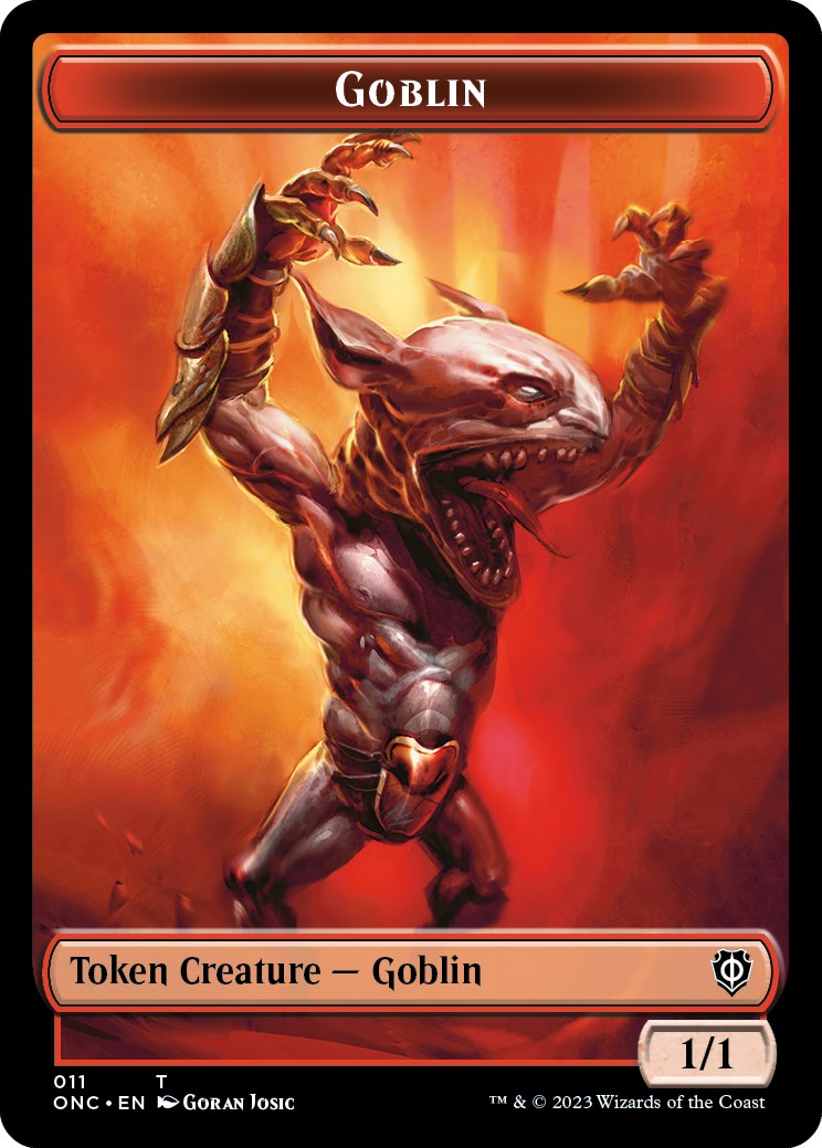 Rebel // Goblin Double-Sided Token [Phyrexia: All Will Be One Commander Tokens] | Card Merchant Takapuna